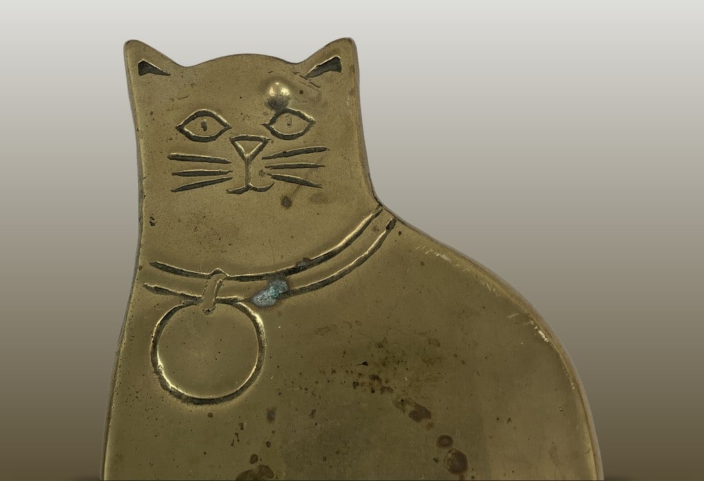 Pair of Mid-Century Brass Cat Trivets - 3