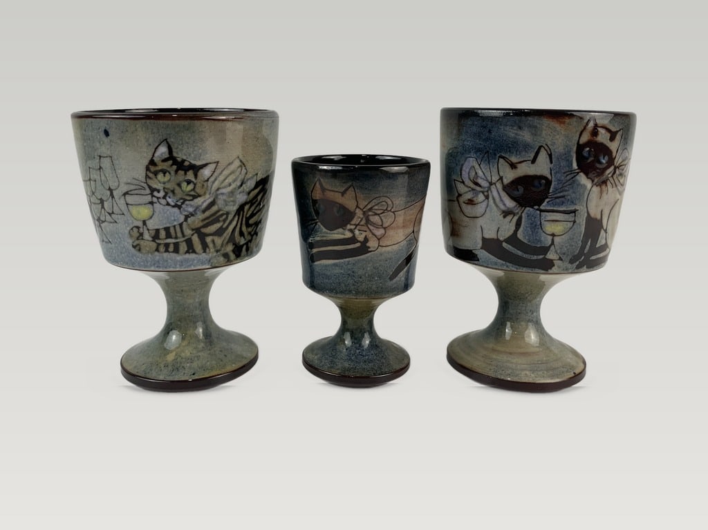 Joyce Morgan Chelsea Pottery Cat Goblets - 2