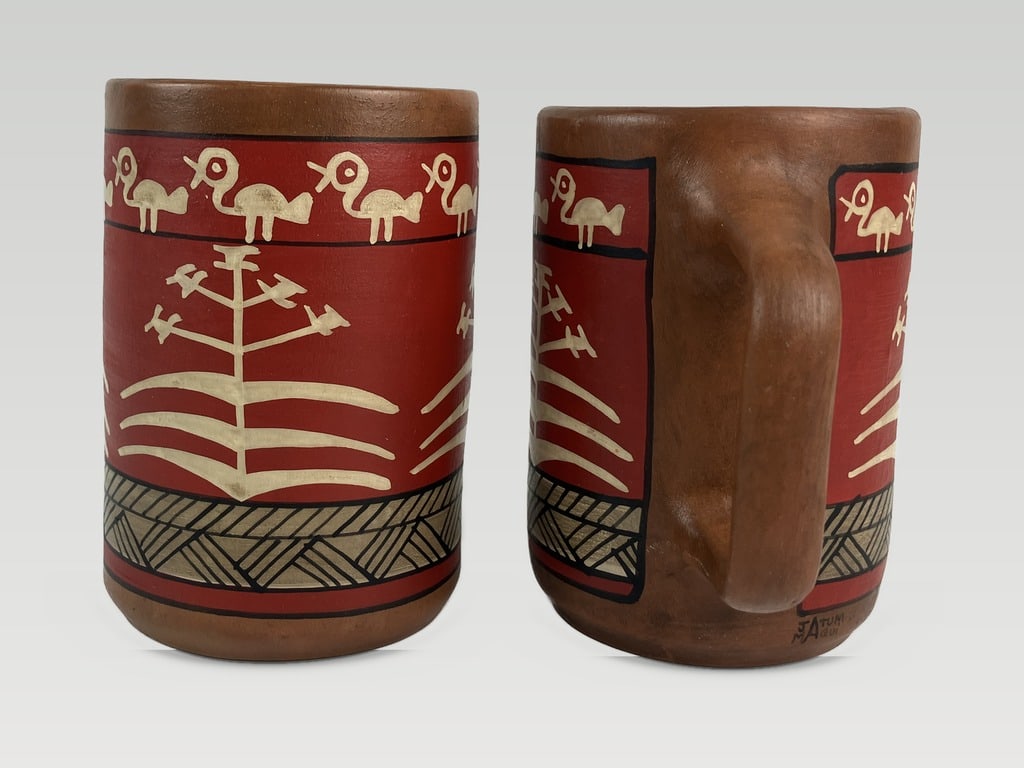 Peruvian Decorated Earthenware Mugs - 4