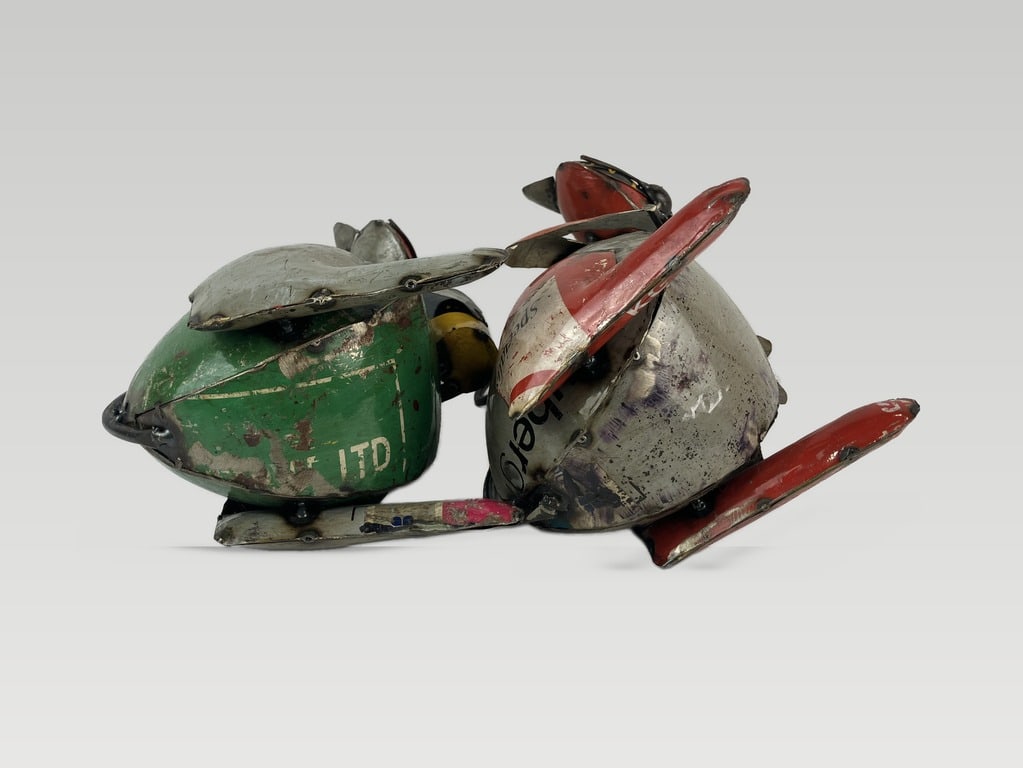 Pair of Folk Art Mixed Metal Cats - 7