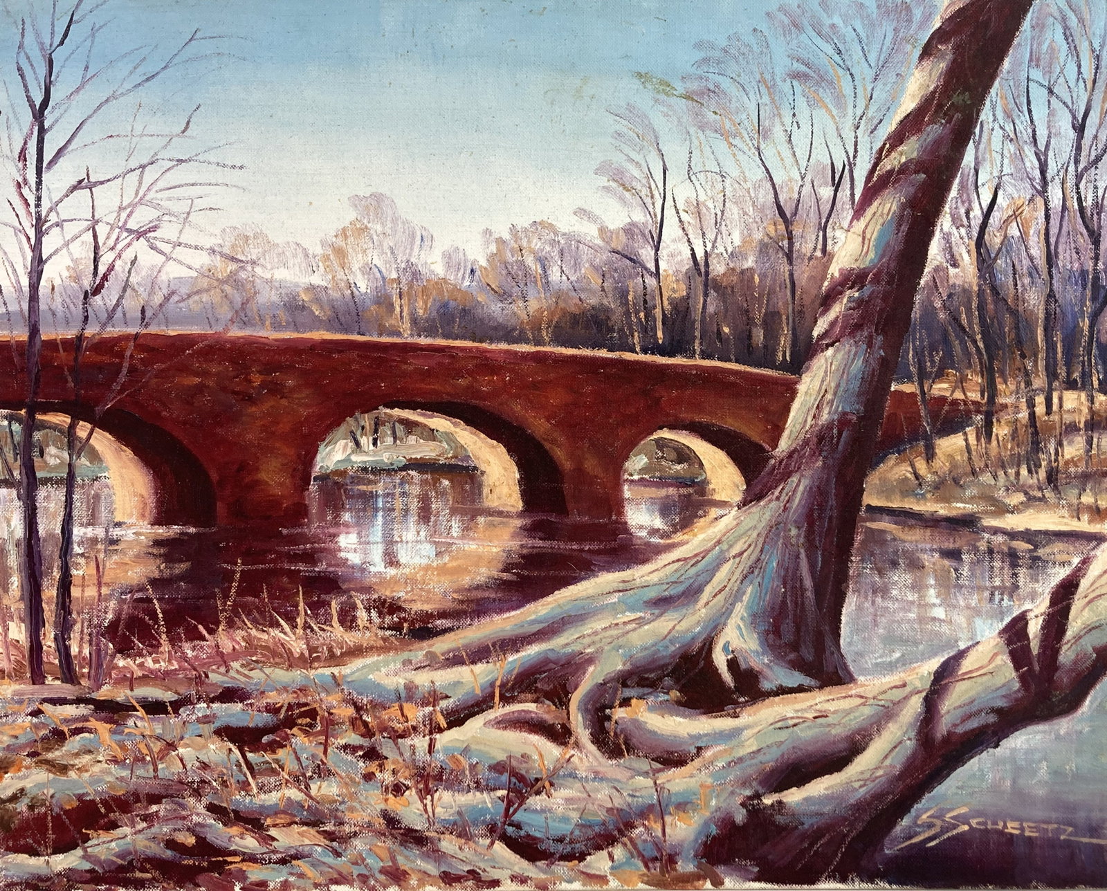 Mid-Century Modern, River Landscape, Oil Painting - 2