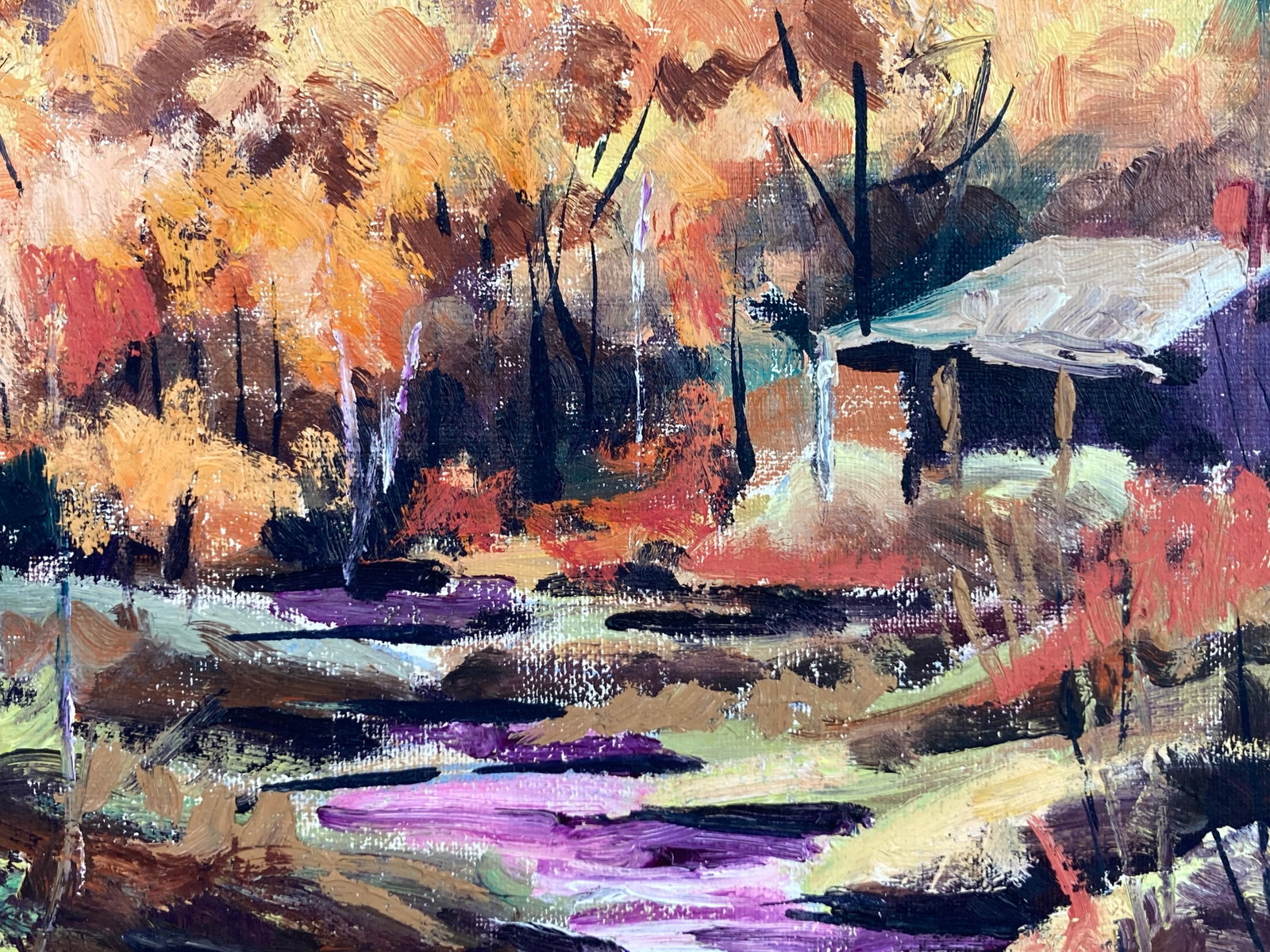 Mid-Century Modern, Autumn Country Landscape, Oil Painting - 3
