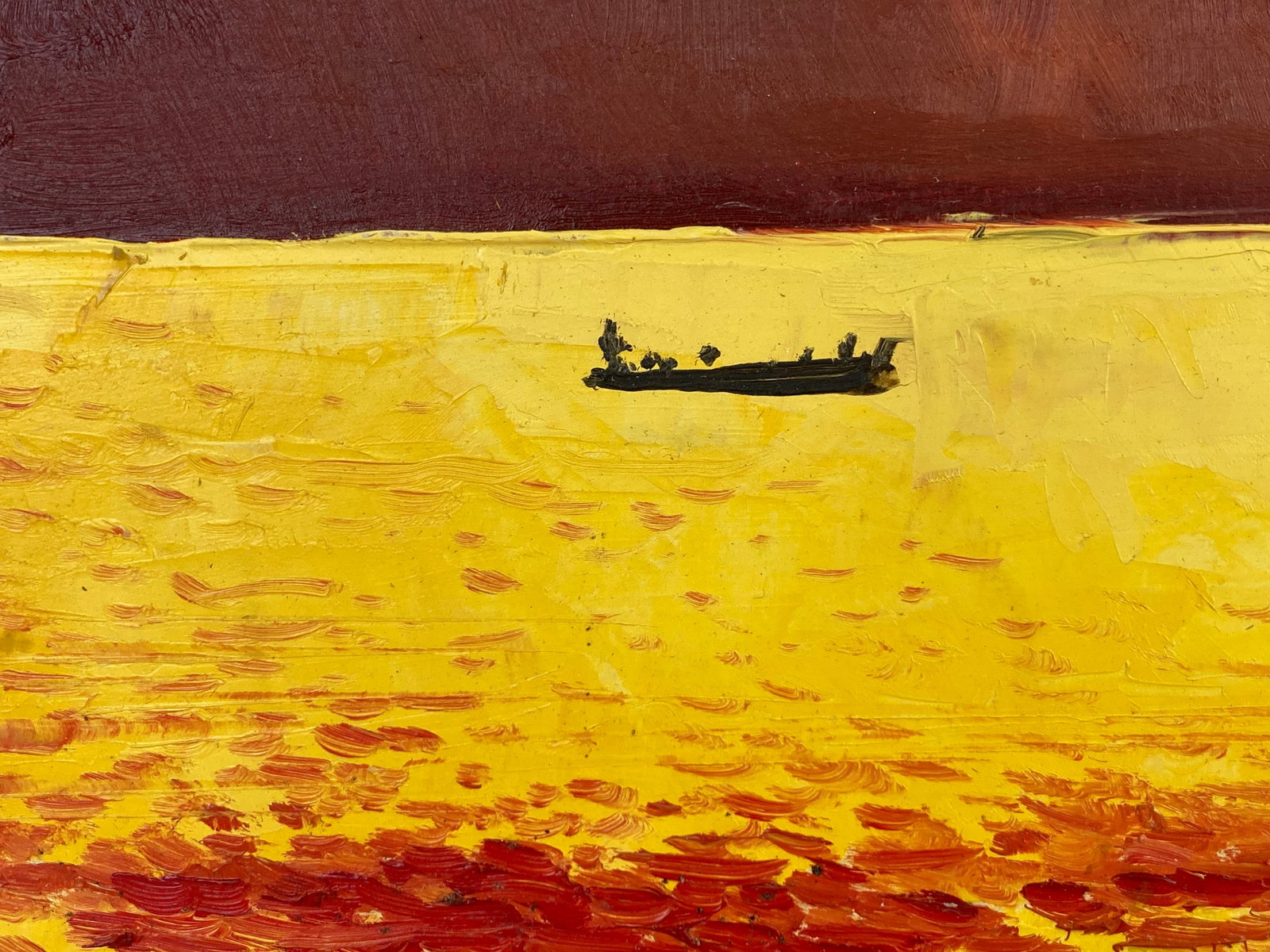 Mid-Century Modern, Sunset Lake Landscape, Oil Painting - 3
