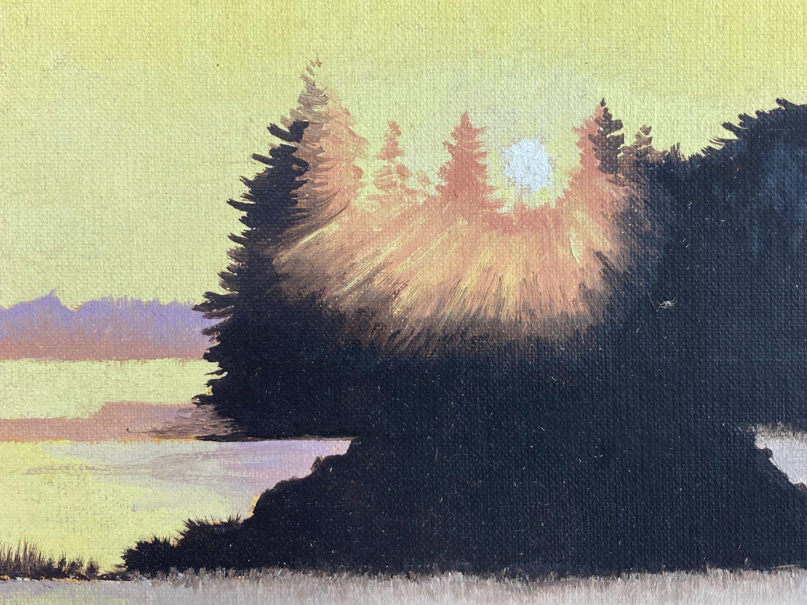 Mid-Century Modern, Sunset Lake Landscape, Oil Painting - 2