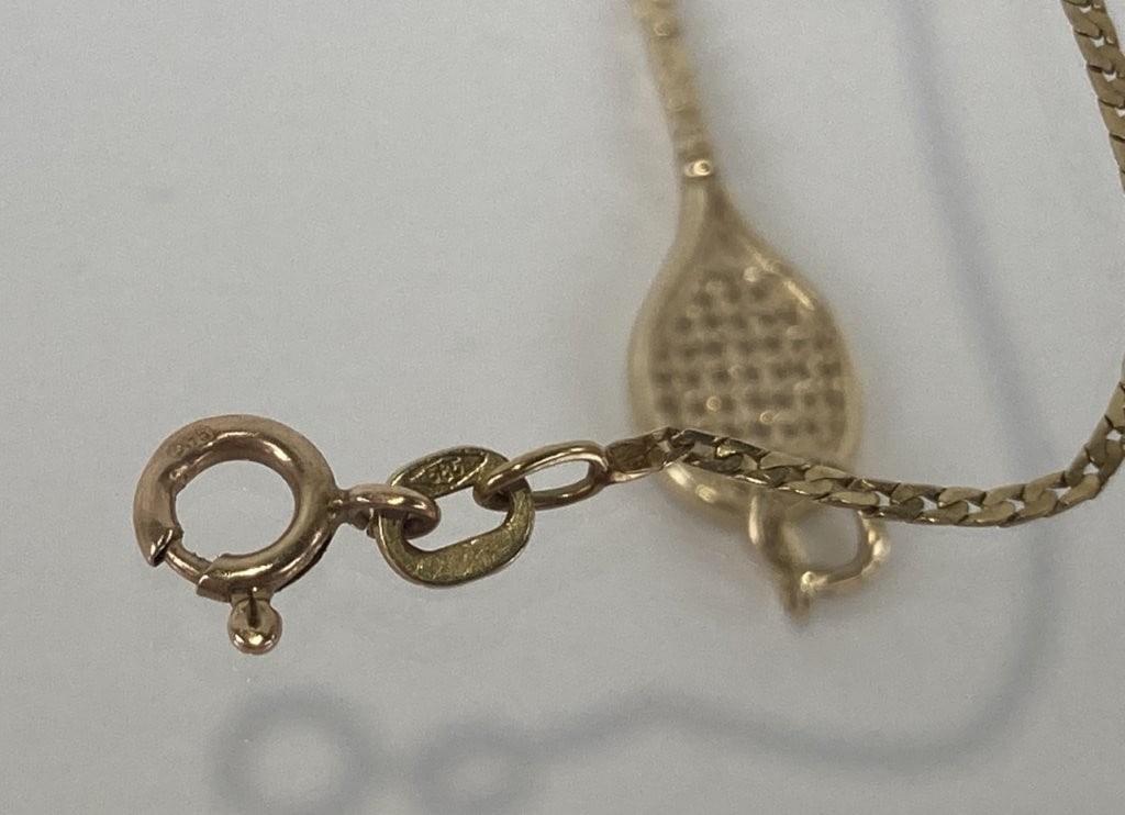 14KT Gold Tennis Motif Charm Bracelet - 4