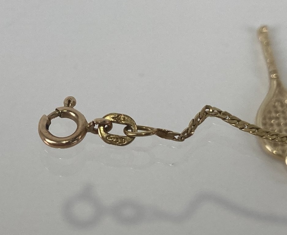 14KT Gold Tennis Motif Charm Bracelet - 5