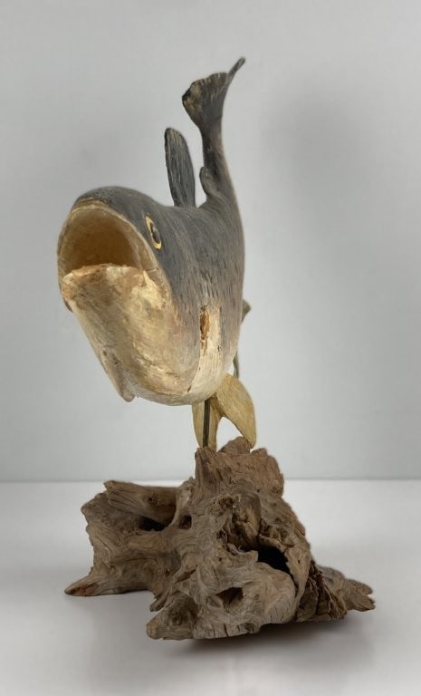 Folk Art Brown Trout Wood Sculpture - 2
