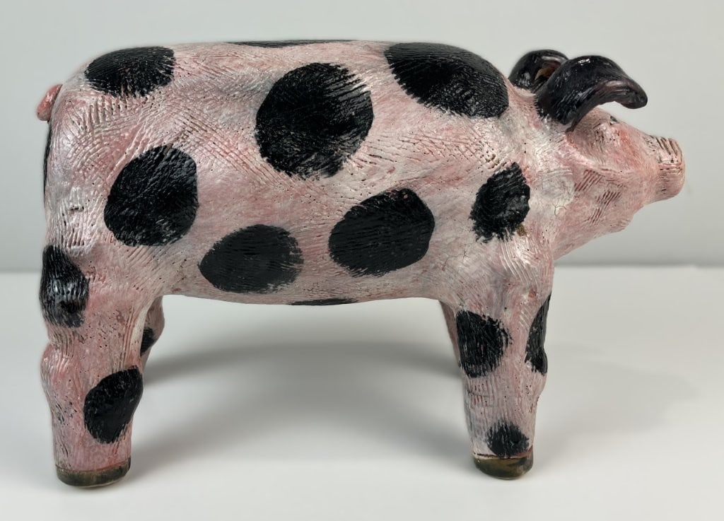 Folk Art Pottery Pig - 5