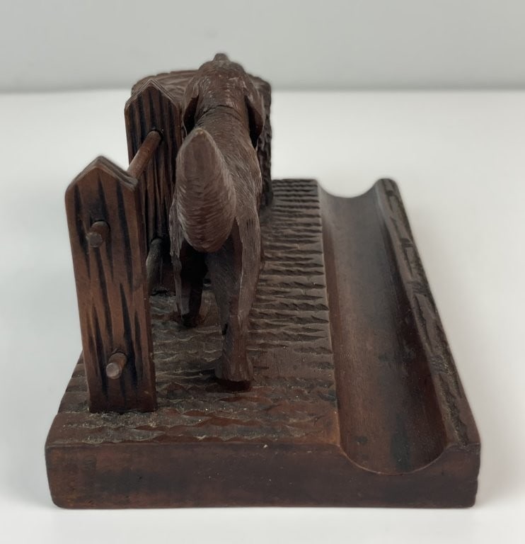 Carved Folk Art Hunting Dog Inkwell Stand - 4