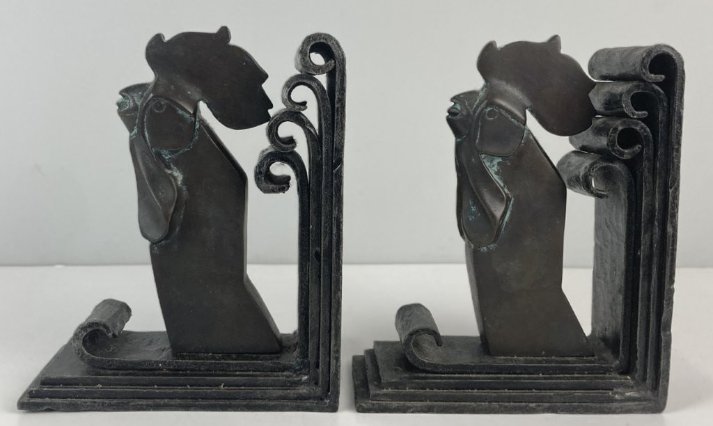 Pair of Cast Bronze Rooster Bookends - 3