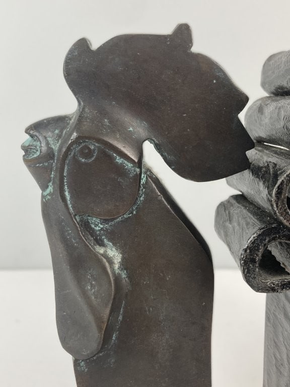 Pair of Cast Bronze Rooster Bookends - 4
