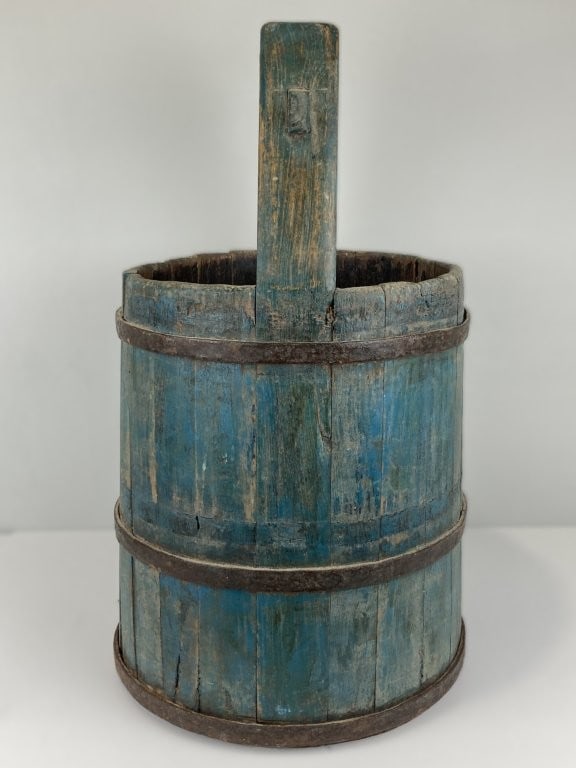 Primitive Blue-Painted Bucket - 2