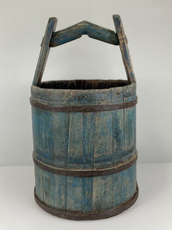 Primitive Blue-Painted Bucket - 3