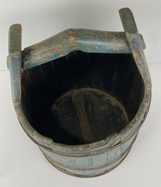 Primitive Blue-Painted Bucket - 5