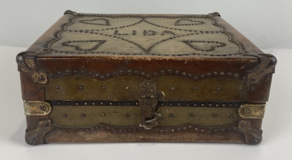 Folk Art Leather Decorated Box - 2