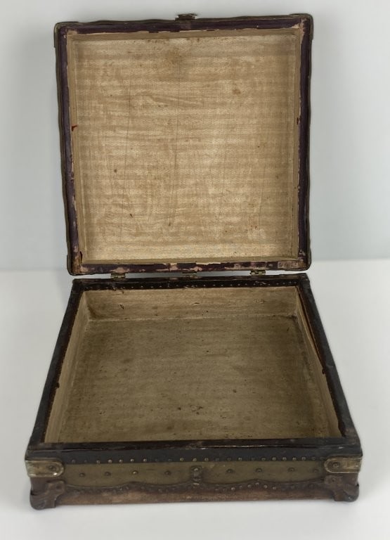 Folk Art Leather Decorated Box - 4