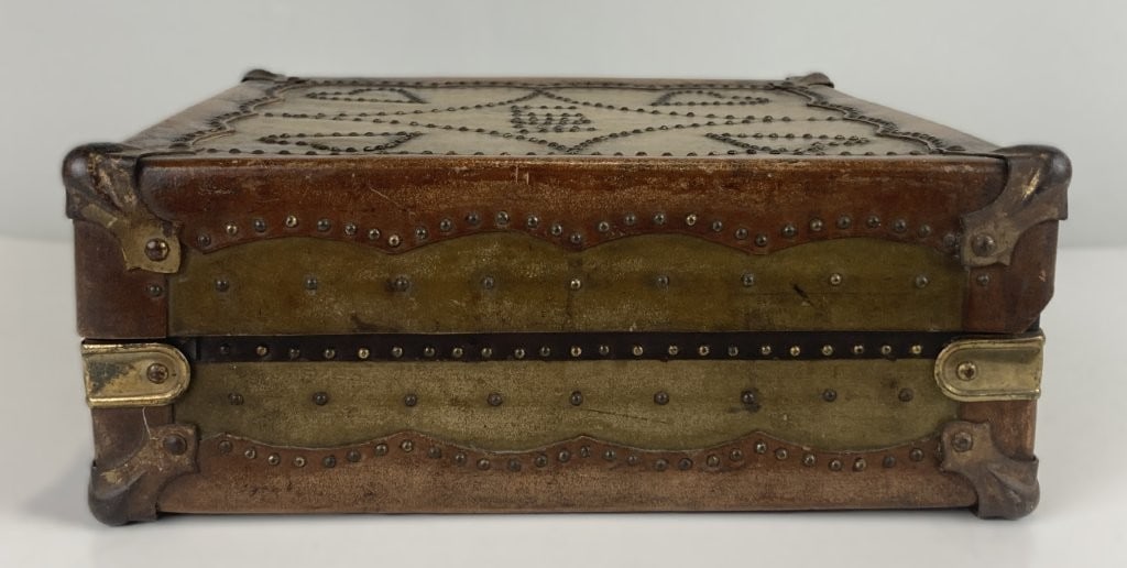 Folk Art Leather Decorated Box - 5
