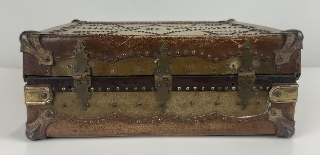 Folk Art Leather Decorated Box - 6