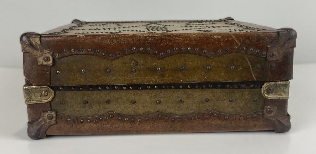 Folk Art Leather Decorated Box - 7