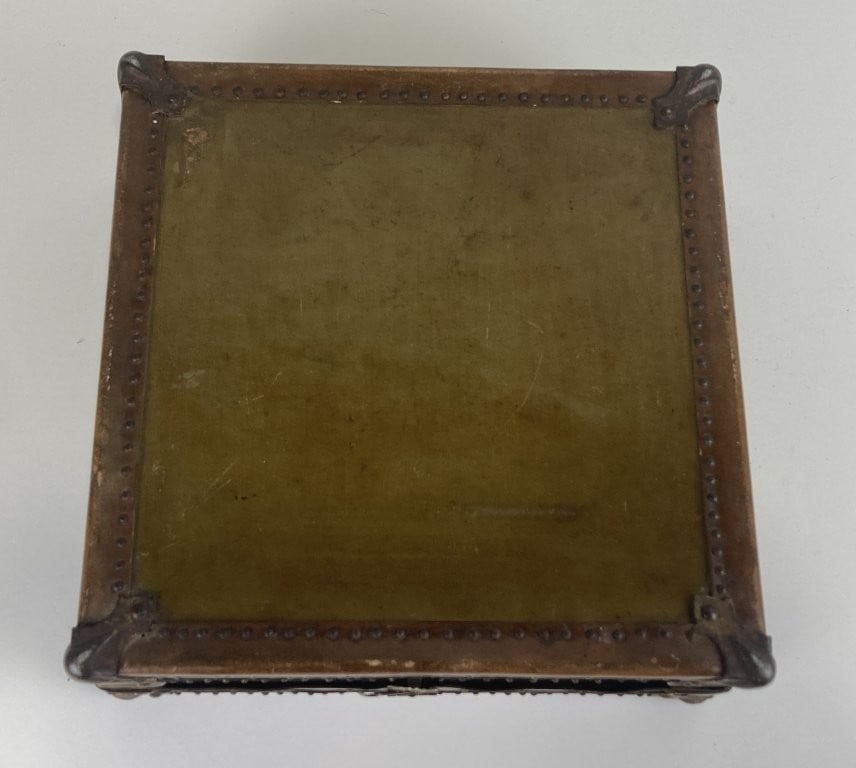 Folk Art Leather Decorated Box - 8