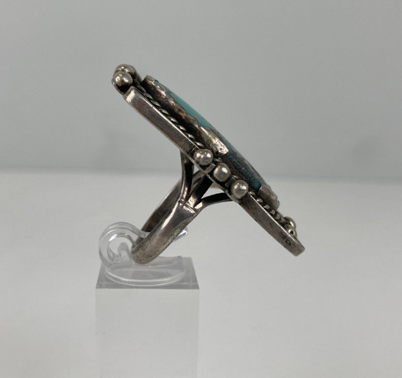 Navajo Sterling Silver Turquoise Statement Ring - 3
