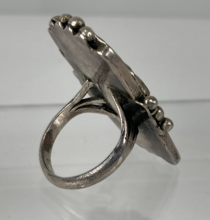 Navajo Sterling Silver Turquoise Statement Ring - 4