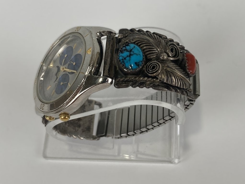 Navajo Sterling Silver and Turquoise Armitron Watch - 3