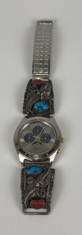 Navajo Sterling Silver and Turquoise Armitron Watch - 4