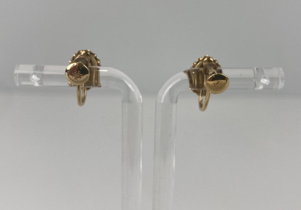 14KT Gold Cameo Screw-Back Earrings - 4