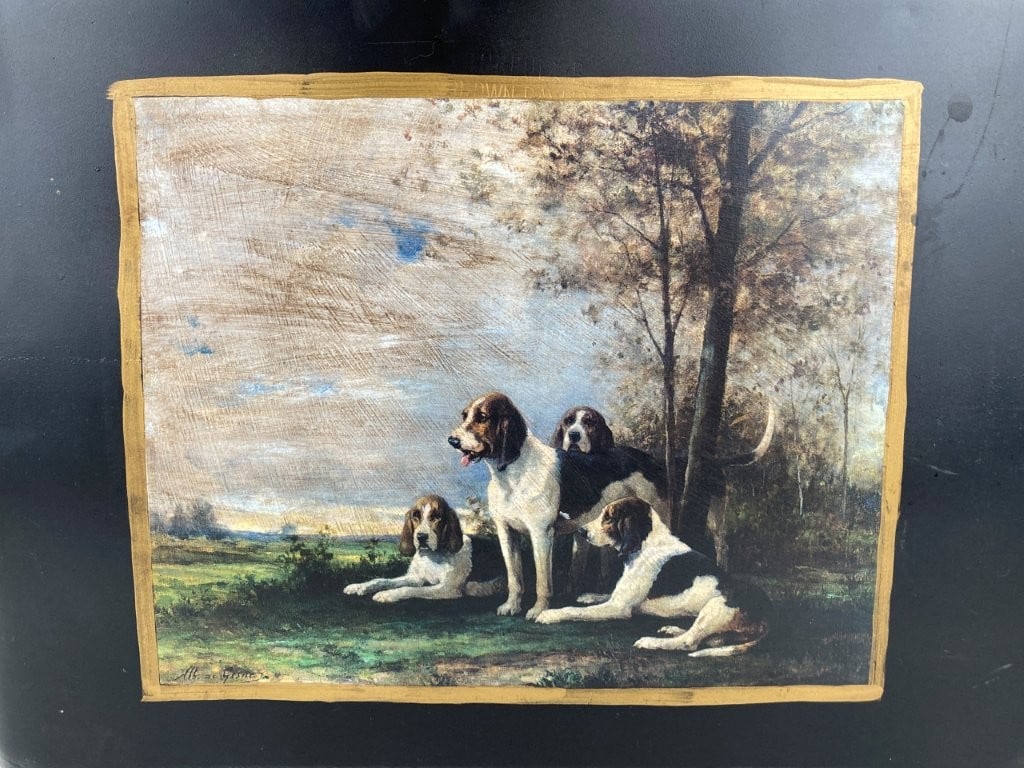 Hunting Dog Toleware Bucket - 2