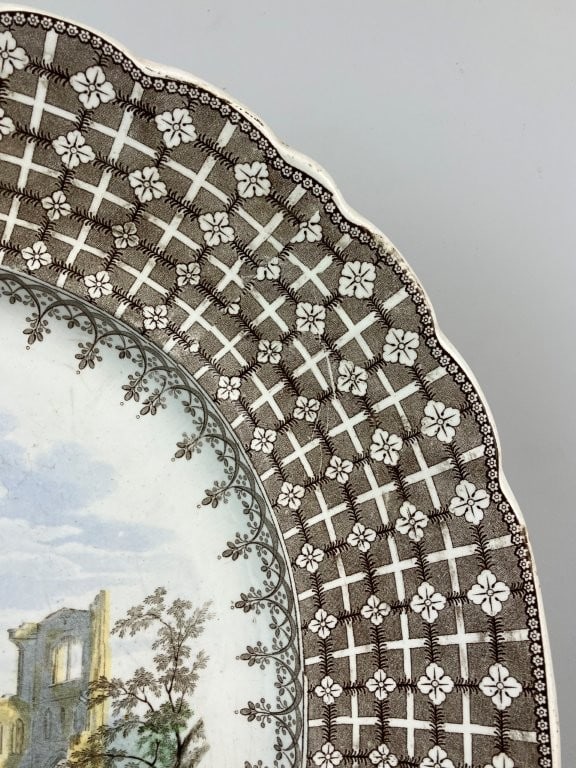 English Landscape Transferware Ironstone Platter - 3