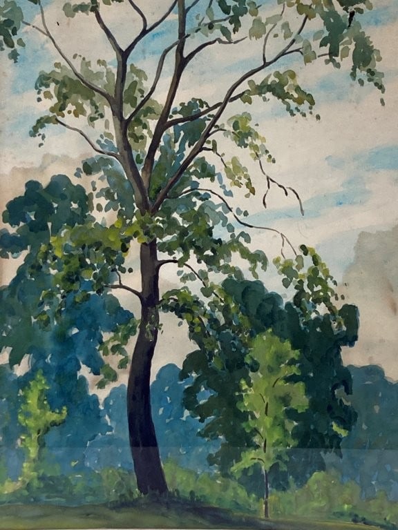 Mid-Century Modern, Spring Landscape, Watercolor - 2