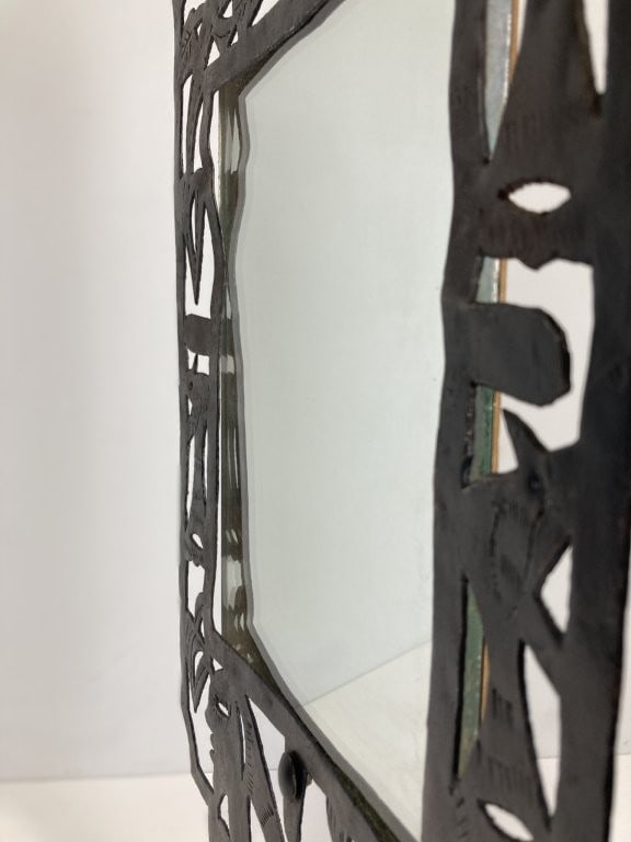 Folk Art Cut Metal Mirror - 4