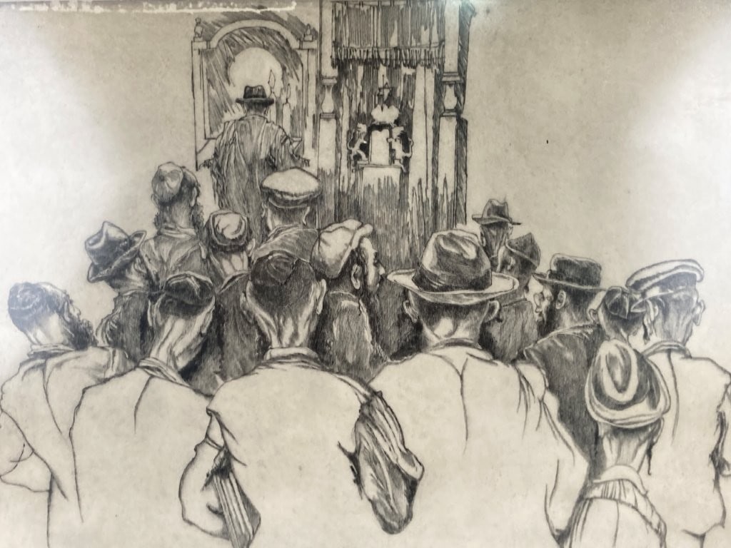 Saul Raskin Signed, Jewish Synagogue, Etching - 2