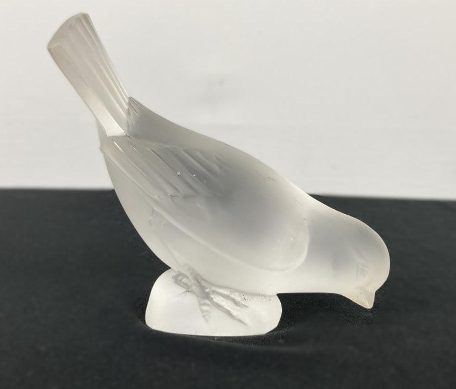 Lalique Frosted Art Glass Sparrow - 4