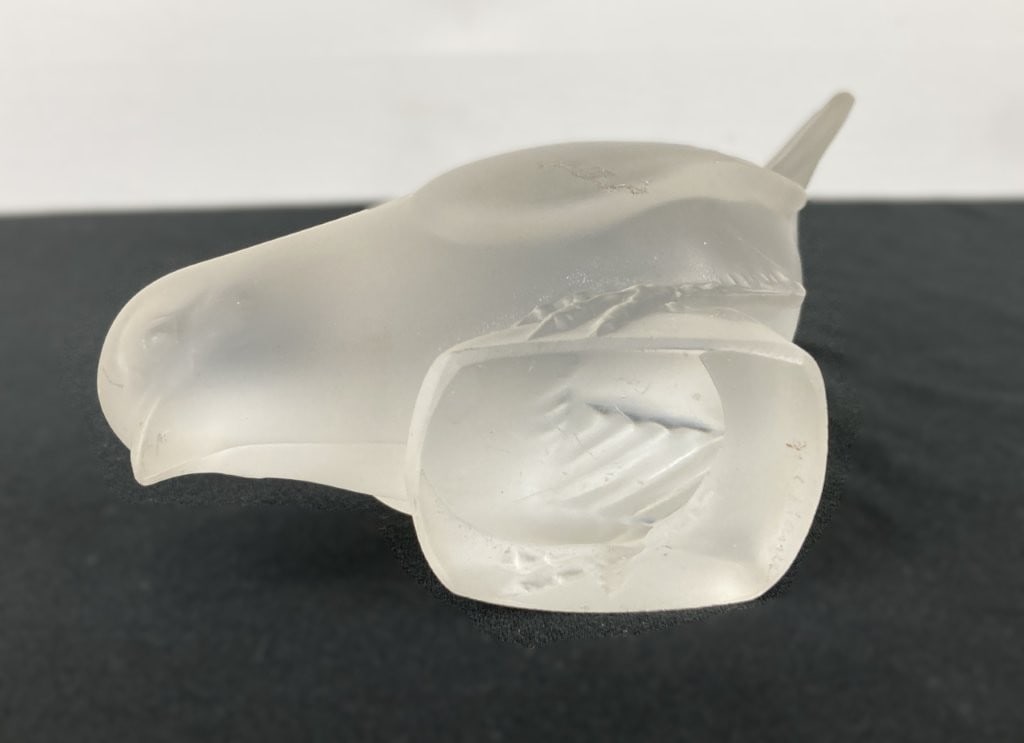 Lalique Frosted Art Glass Sparrow - 7