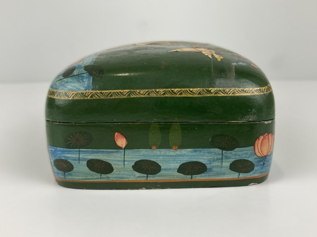 Indian Hand-Painted Lacquer Duck Motif Box - 5