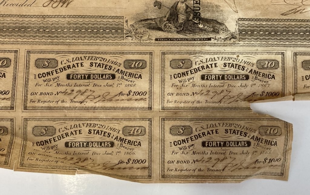 1863 Confederate States of America $1,000 Loan Bond - 4