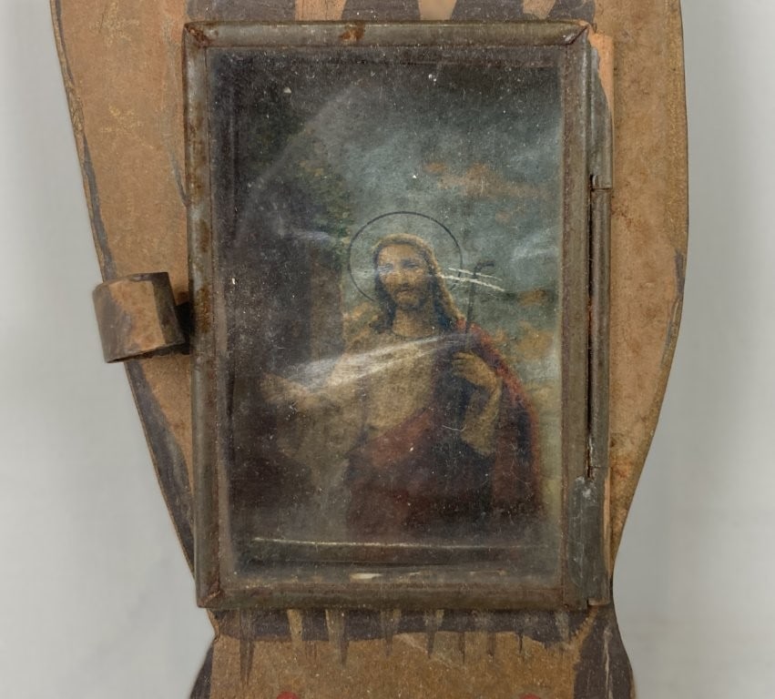 Mexican Folk Art Milagro Hand Christ Reliquary - 2