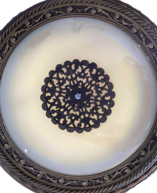 Pair of Filigree-Decorated Metal Pendant Lights - 4