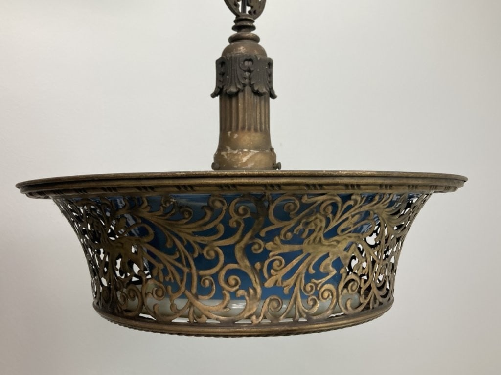 Pair of Filigree-Decorated Metal Pendant Lights - 5