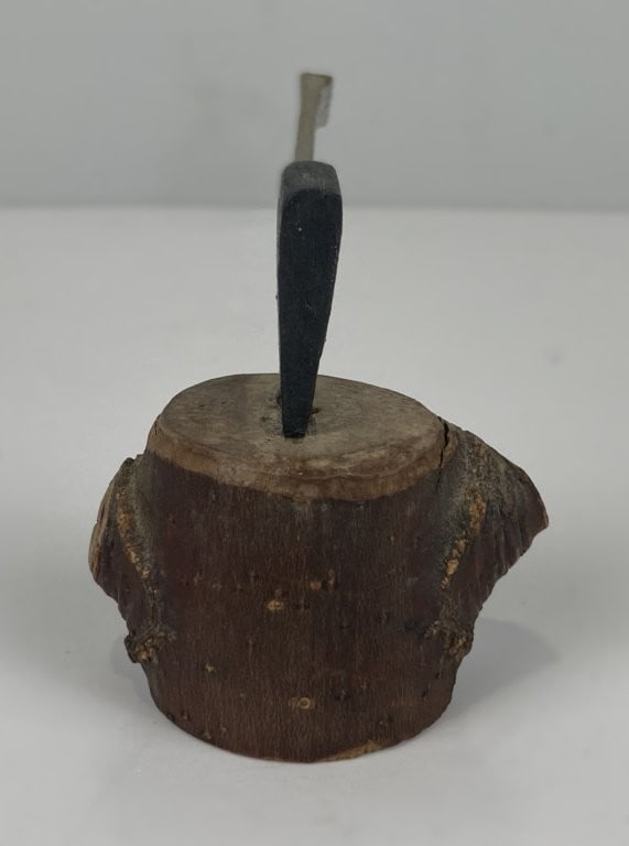 Folk Art Carved Axe and Tree Stump - 4