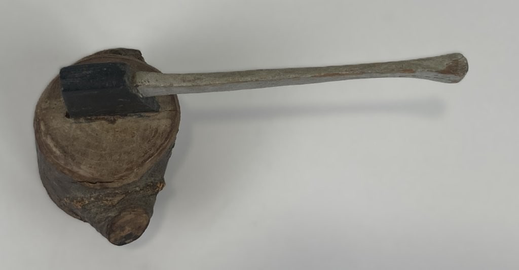 Folk Art Carved Axe and Tree Stump - 5