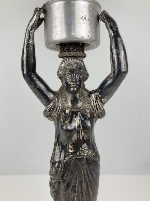 19th-Century Silverplate Classical Figural Candlestick - 2