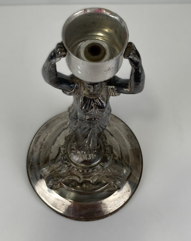 19th-Century Silverplate Classical Figural Candlestick - 6