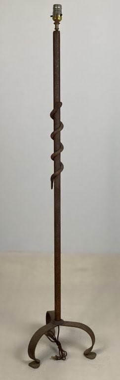 Folk Art Wrought Iron Snake Floor Lamp - 5