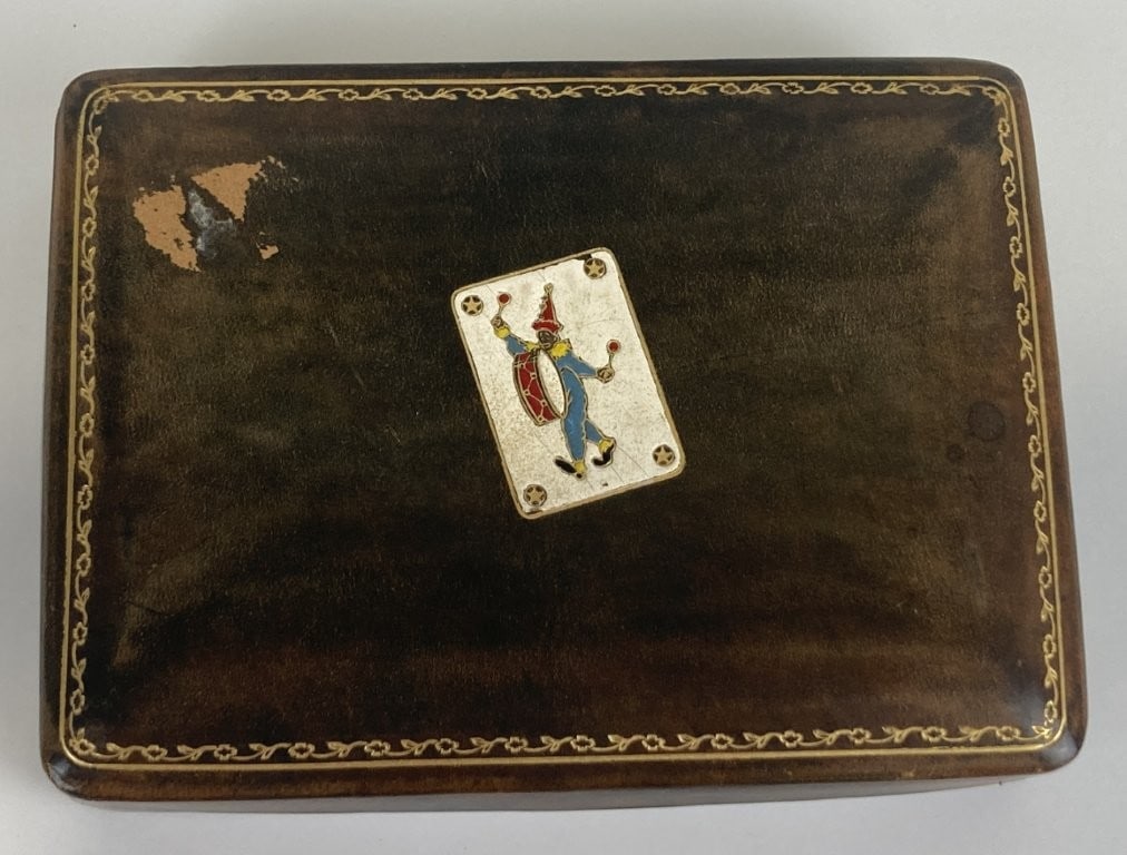Mid-Century Italian Leather Playing Card Box - 2