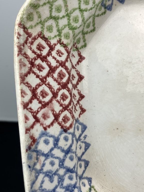 British Spongeware Ironstone Platters - 2