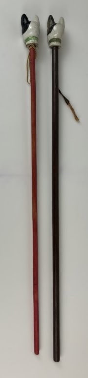 Pair of Porcelain Boston Terrier Carnival Canes - 3
