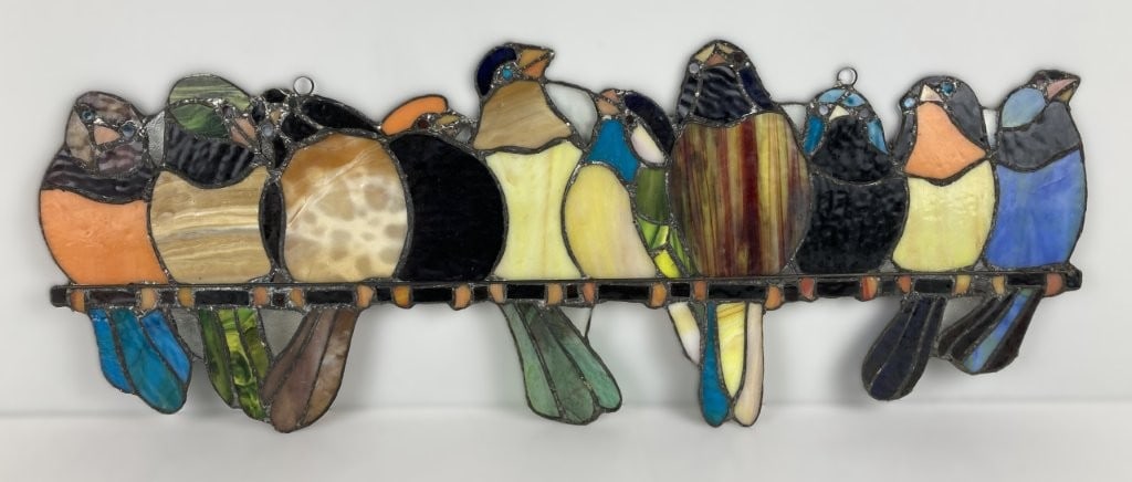 Stained Glass Birds Decorative Wall Plaque - 4